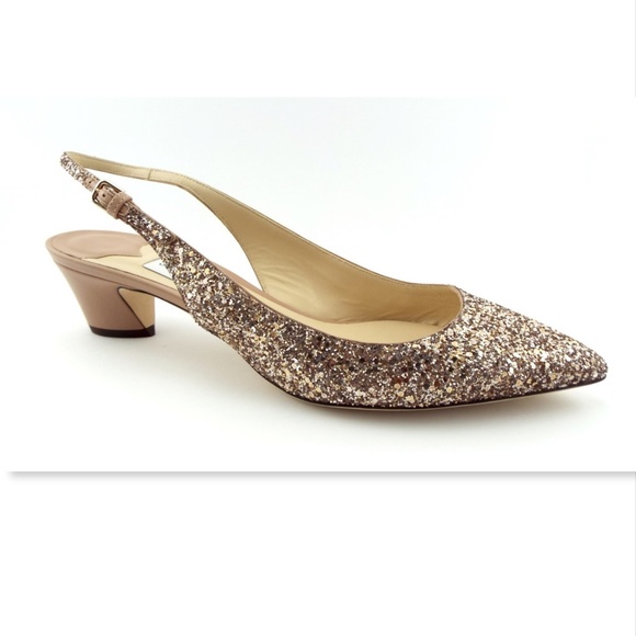 New JIMMY CHOO champagne Glitter Slingback Pump 43 - Picture 3 of 8